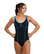 Imagen de WOMEN'S ARENA TANIA CLIP BACK SWIMSUIT ONE PIECE - BLACK-TURQUOISE + 005974-580