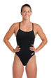 Imagen de ARENA WOMEN'S TEAM SWIMSUIT CHALLENGE SOLID - BLACK-GOLD + 004766-535