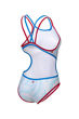 Imagen de ARENA WOMEN'S ARENA ONE FIREFLOW SWIMSUIT BOUBLE CROSS BACK - RED-BLUE RIVER-WHITE MULTI + 008597-485