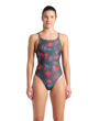 Imagen de 007981-696 WOMEN'S ARENA FLORAL SWIMSUIT LACE PLUS BACK - DARK SAGE MULTI-BRIGHT CORAL-BLUE COSMO